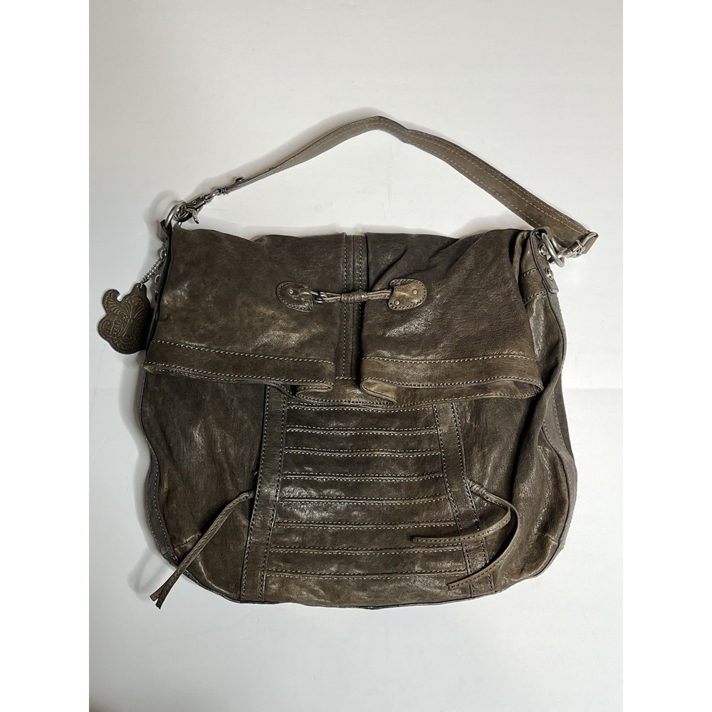 Vintage Marc New York Fold Over Desk Brown Leather Handbag Shoulder Bag